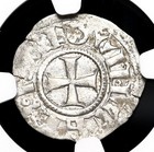 Crusaders  Jerusalem  Baldwin Iii  1143-1163  Silver Denier  Ngc Au Details