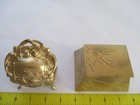 Art Nouveau Jewerly Ornate  Casket Bronze Trinket Box  2count  Vtg