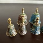 Vintage Chinese Cloisonn   Style Mini Stained Glass Bells Set Of 7