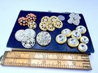23 Pcs Nos Metal Buttons Glass Rhinestone Bling Embellishments Mixed Styles Lot