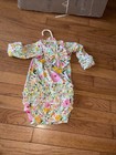 Newborn Night Gown Set Matching Hair Bow