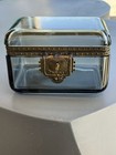 Antique French Or Italian Glass   Brass Ormolu Locking Jewelry Casket Vanity Box