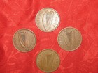 Lot Of 4 Vintage Copper Irish Celtic Ireland Pig harp Half Penny Coin Coins