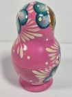 Vintage 5 Pc Pink Floral Russian Nesting Dolls Hand Painted Matryoshka Set