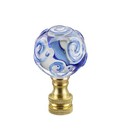 Clear Glass Lamp Shade Finial - Blue Spiral Grain  Brass Base  2  Height