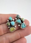 Vintage Navajo Sterling Silver Multi Color Turquoise Cluster Post Earrings
