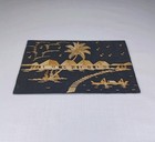 India Scenery Vintage Handicraft Village   Boat 8 x5  Wall Decor Woven Straw Art