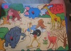 Puzzle Wooden With Pegs Vtg 6 Piece Animal Safari 