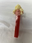 Vintage Pez No Feet Blonde Girl W pigtails Golden Hair Head Red Stem Austria