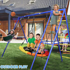 Metal Swing Set Playground Outdoor Disc Swinging Play Kids Fun Backyard Playset