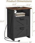 Pair Rustic White Nightstands 2 Drawer Bedside Table Storage Shelf Bedroom End