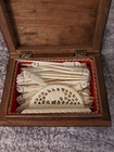 80 Pieces Vintage 1940-1950s Bone Elephant Food Picks Set With Holder  Unused