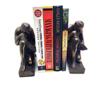 Antique C 1921 Pompeian Pair Heavy Art Deco Bronze Rare Literature Bookends