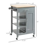 Rolling Kitchen Cart With Adjustable Shelf  Drawer  Towel Rack  Grey  35  H
