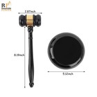  Black Gavel And Block Set Handcrafted Wood Gavel And Round Hammer Sound Blo   