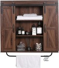 Rustic Wood Wall Storage Cabinet With Two Sliding Barn Door  3-tier Decorativ   