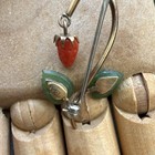 Vintage Wre 14k Gold Filled Carved Red Coral Jade Strawberry Brooch Pin