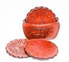 Artisan Hand Tooled Leather Coaster Set Of 5 Unique Designs With Holder  Vintage