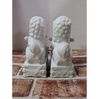 Pair Of Vtg Chinese Blanc De Chine Porcelain Numbered Foo Dogs Temple Guardians