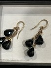 Black Onyx Drop Dangle Earrings 14k Yellow Gold