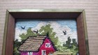 Vintage Jiffy Finished Framed Needlepoint Spring summer Country Scene Barn Mill
