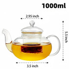 1000ml Glass Teapot With Infuser And 4 Cups detachable Infuser