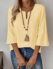 Women s 3 4 Sleeve Linen Cotton Tops - Casual Lightweight Shirts For Summer