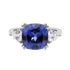 14k White Gold Plated Silver Ring 5 60 Tcw Lab Grown Sapphire Blue  Vs - Size 5