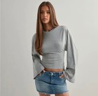 Women s Long Sleeve Crop Top O Neck Slim Fit Casual Y2k Basic T Shirt Tee