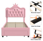 Twin Size Bed Frame Princess Pink Led Toddler Kid Girl Bedroom Cama Para Ni  a