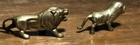 Mid Century Vintage Brass Lioness   Lion Cub Figurine Paperweight Shelf Decor