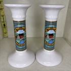 Vintage Set Of 2 Hermitage Taper Ceramic Candle Holders Old Country Decor 