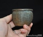 2 2 old China Ancient Dynasty Bronze Wine Vessel Goblet Cup Inscription Statue