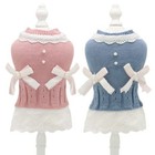 Pet Cat Puppy Princess Dress Warm Coat Dog Jumper Classic Knit Clothes Winter