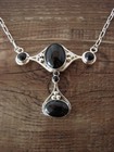 Navajo Indian Sterling Silver Black Onyx Necklace Signed Dtr