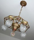 Antique Vintage Cast Iron Art Deco 30 s Ceiling Light Chandelier