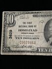 1929  10 First  National Bank Homestead Pennsylvania National Currency Ch  3829