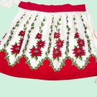Vintage Christmas Holiday Red White   Green Poinsettia   Holly Waist Tie Apron