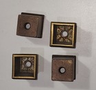 Set Of 4 Antique Brass Square Furniture Feet Caps  1 17 X 0 99 In