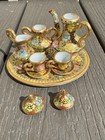 Vintage Miniature Tea Set Porcelain Gold W  Floral Multi Design 10 Pc Set 