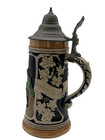 Vintage German Beer Stein Made In Germany Immer Durstig Pewter Lid Relief -2