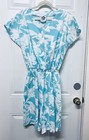 Hilo Hattie Vtg 80s Womens Romper Playsuit Xl Teal Blue Floral Hawaii New