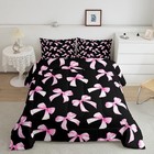 Feelyou Pink Black Bow Bedding Set Kids Twin Size Comforter Duvet Quilt