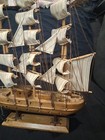 Vintage Wooden Model Ship 3 Mast Sailing Vessel Display
