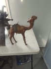 Leather Wrapped Camel Figure Glass Eyes Animal Art Large Nativity One Hump