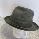 Vtg Men   s Hat Homburg Fedora Olive Green 7 1 8 Hat Corp Of America Waterproof 