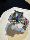 Stunning Mystic Topaz Cocktail Ring With Emerald Cut Main   Cz Accents Size 9 Fs