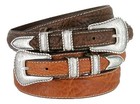Silver Engraved Rope Edge Buckle Genuine Cowhide Leather Western Ranger Belt