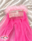 Hot Pink Hen s Night Veil Baby Pink Feather Trim Handmade Bridal Party Hair Comb