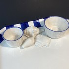 The Mane Lion Chip   Dip Platter- Made In Italy Nautical Blue Stripes   Shells